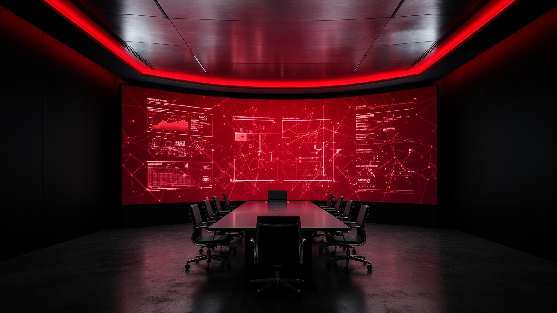 Premium MicroLED video wall in an executive boardroom